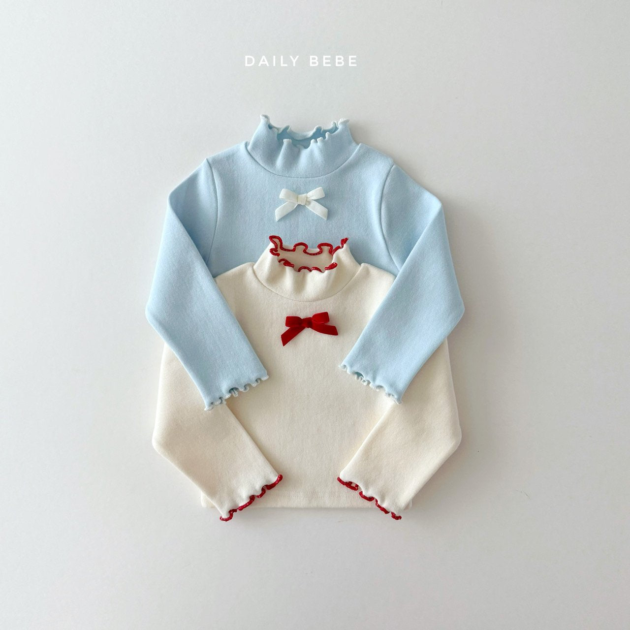 (Pre-order) Daily Bebe - Kids’ Mock-Neck Ribbon Shirts 반목 날라리티 (2 Colors)