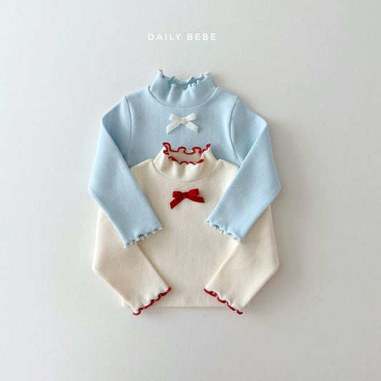 (Pre-order) Daily Bebe - Kids’ Mock-Neck Ribbon Shirts 반목 날라리티 (2 Colors)