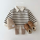 (Pre-order) Daily Bebe - Kids’ Collar Striped Sweatshirt 카라 단가라 맨투맨 (2 Colors)