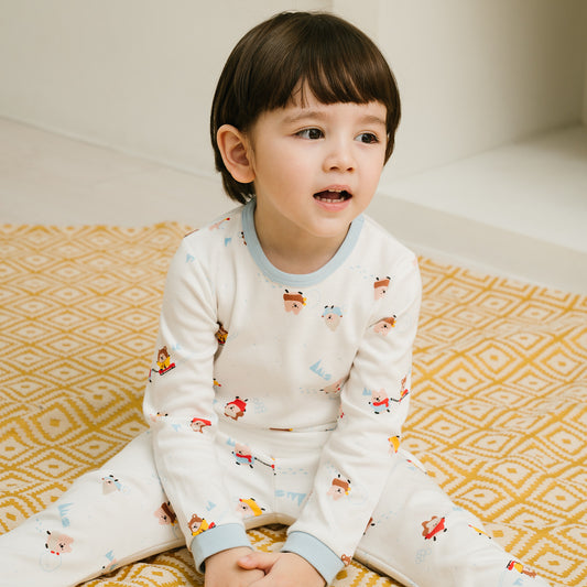 (Baby Boom) Cotton Long Sleeve Pajama Set (4 Colors)