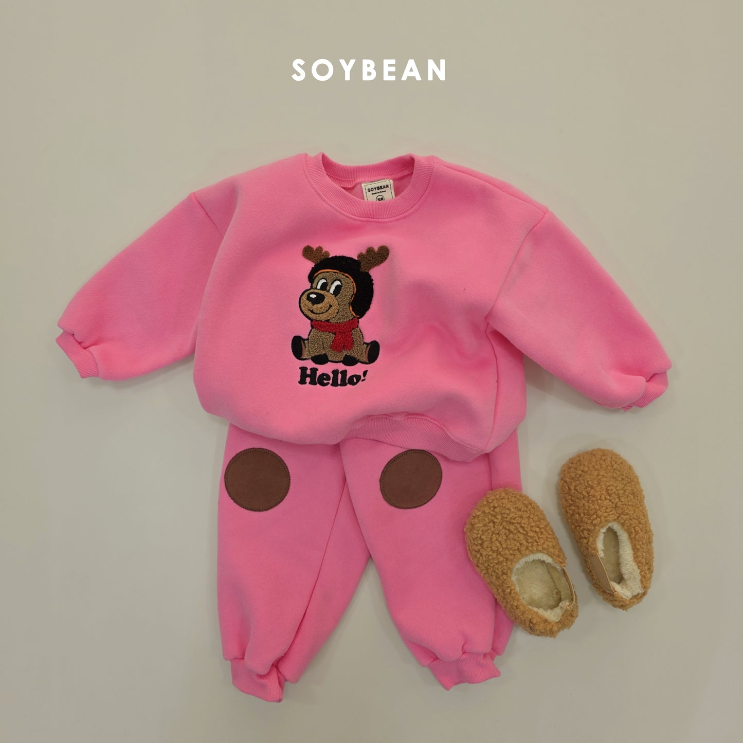 (Pre-order) Soybean Kids Winter - Hello Boucle Rudolph Top & Bottom Set 헬로부클루돌프상하 (2 Colors)