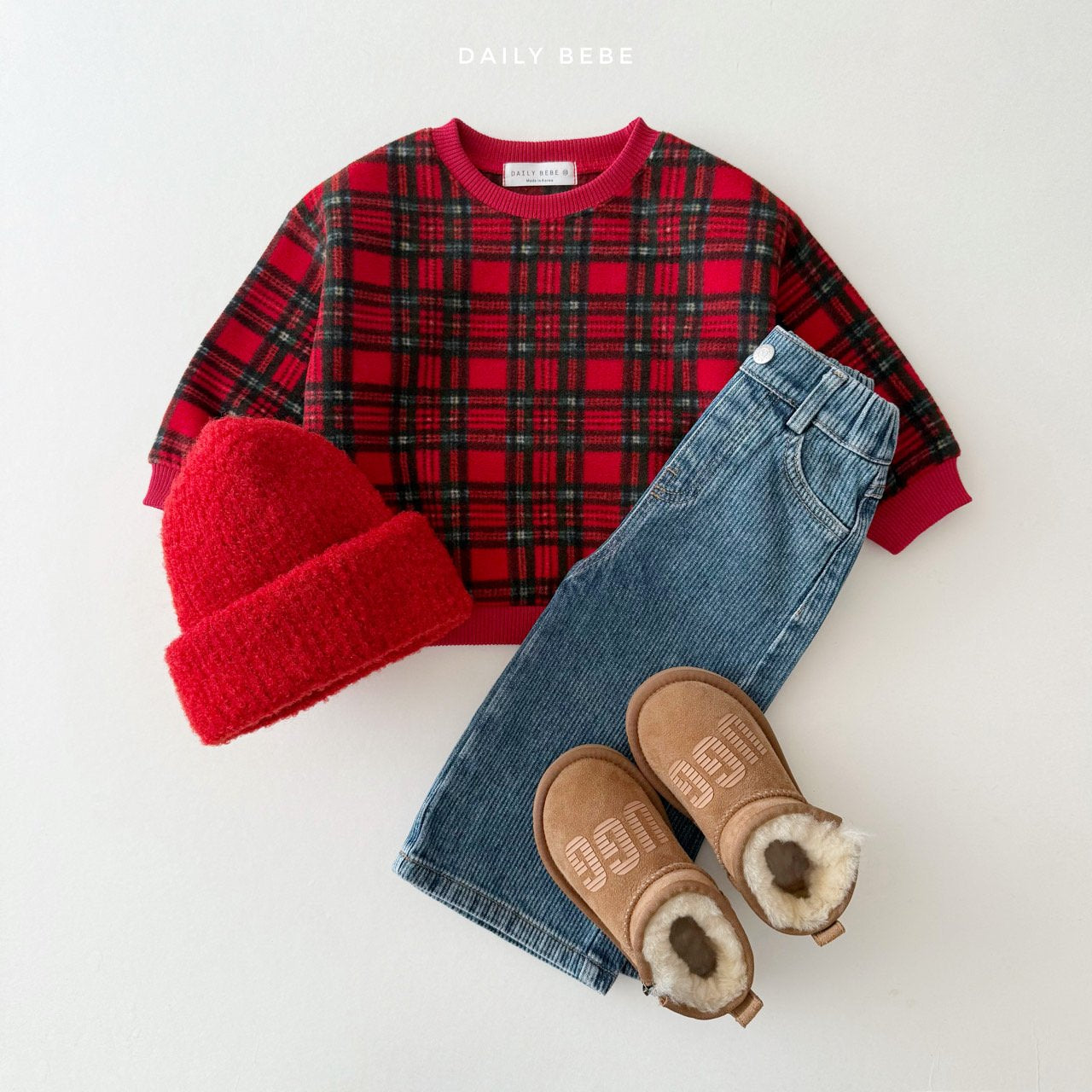 (Pre-order) Daily Bebe Winter - Kids' Fleece-Lined Denim Pants 기모 데님팬츠 (2 Colors)