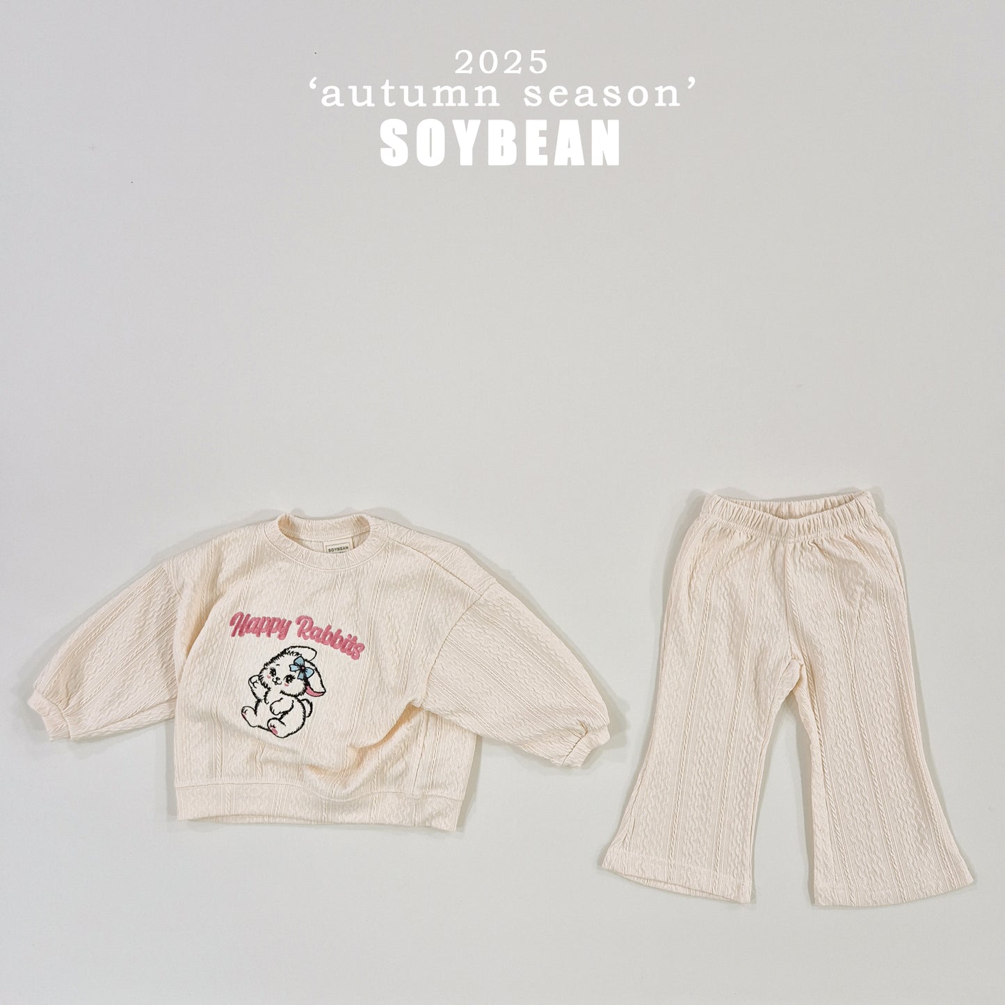 (Pre-order) Soybean Kids - Rabbit Knit Top & Bottom Set 레빗니트상하복 (2 Colors)