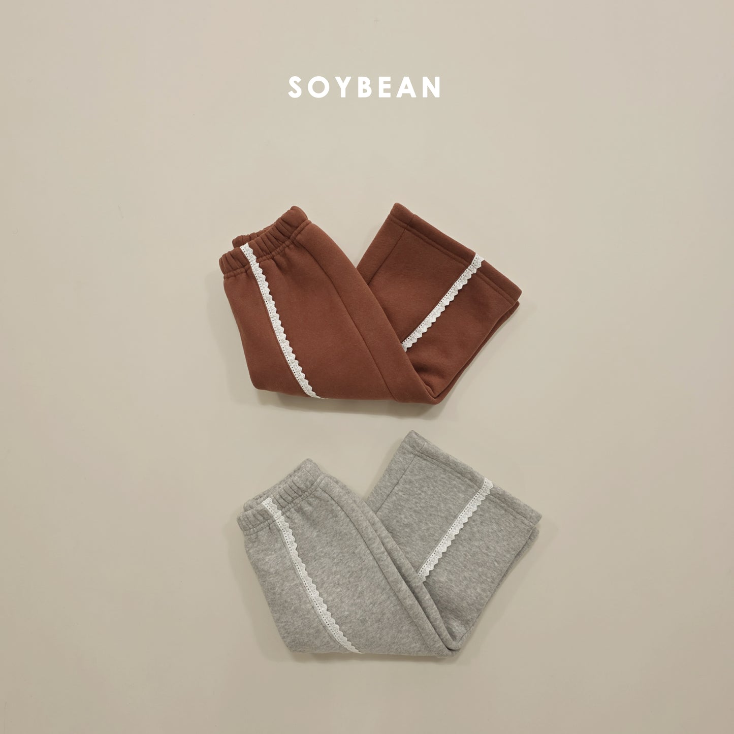 (Pre-order) Soybean Kids Winter - Collar Frill Fleece-Lined Top & Bottom Set 카라프릴양기모상하 (2 Colors)