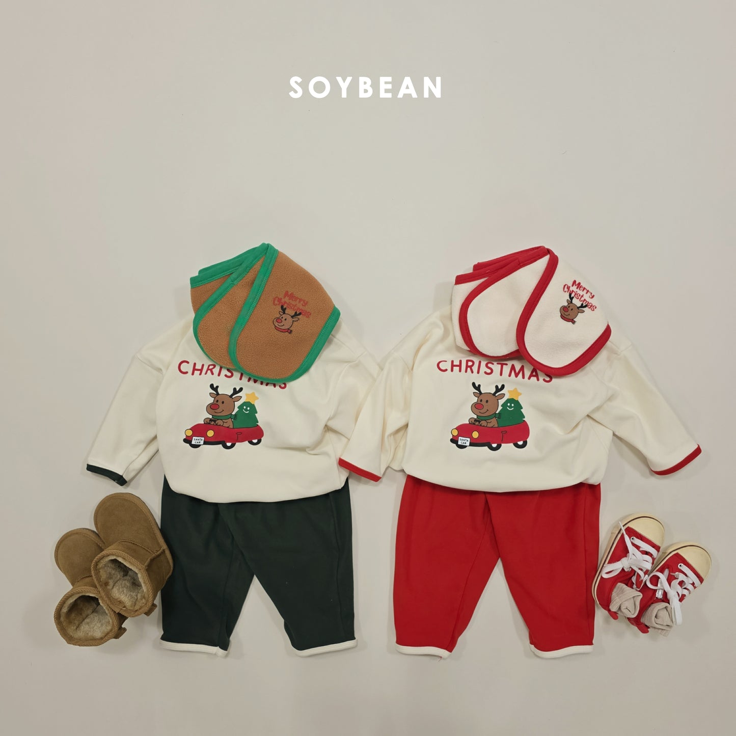 (Pre-order) Soybean Kids Winter - Merry Mongle Loose Pajama Set 메리몽글루즈실내복 (2 Colors)