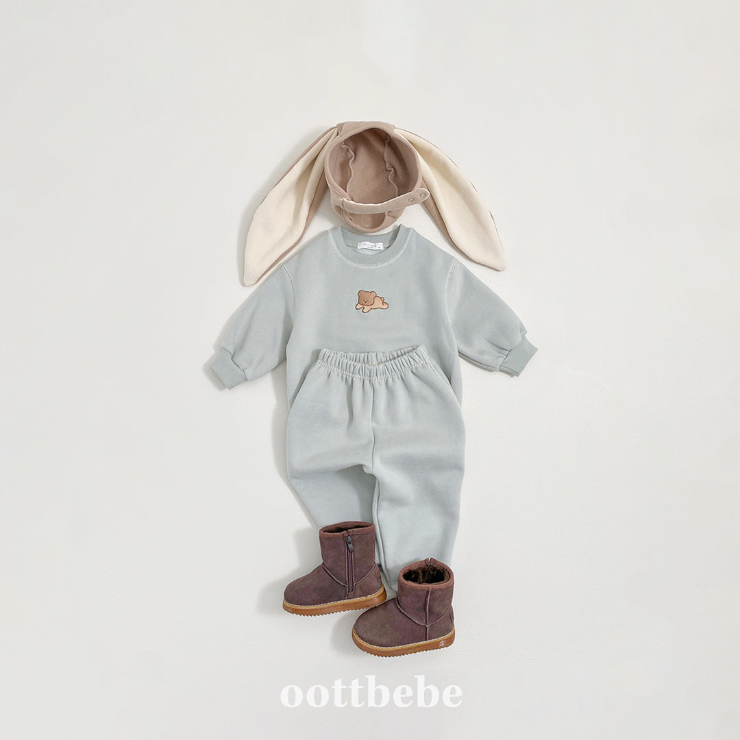 (Pre-order) OOTTBEBE Winter - Cozy Bear Top & Bottom Set 쿨쿨베어상하복 (2 Colors)