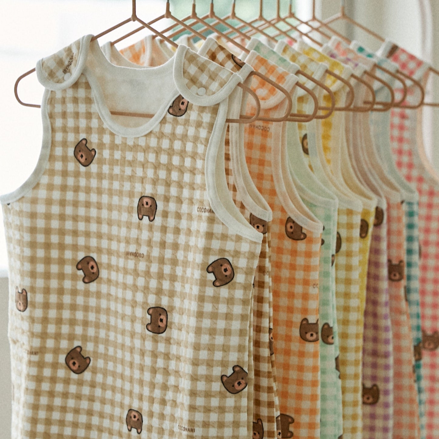 (COCOHANI) Cotton Gingham Check Sleep Vest (7 Colors)