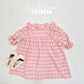 (Pre-order) Soybean Kids - Check Flower Embroidery Dress 체크플라워원피스 (2 Colors)