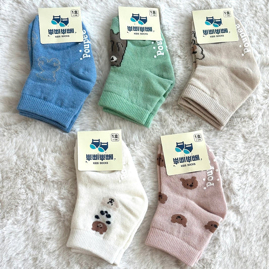 (Poupee Poupee) Kids’ Bear Buddy Socks (5-pack)