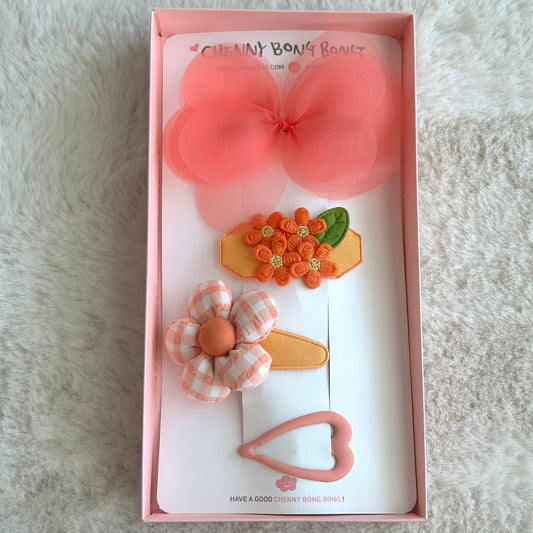 (Chenny Bong Bong) Kids’ Orange Blossom Clips 4-piece Set