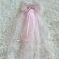 (Chenny Bong Bong) Kids’ Pink Bow Princess Hair Clip with Veil