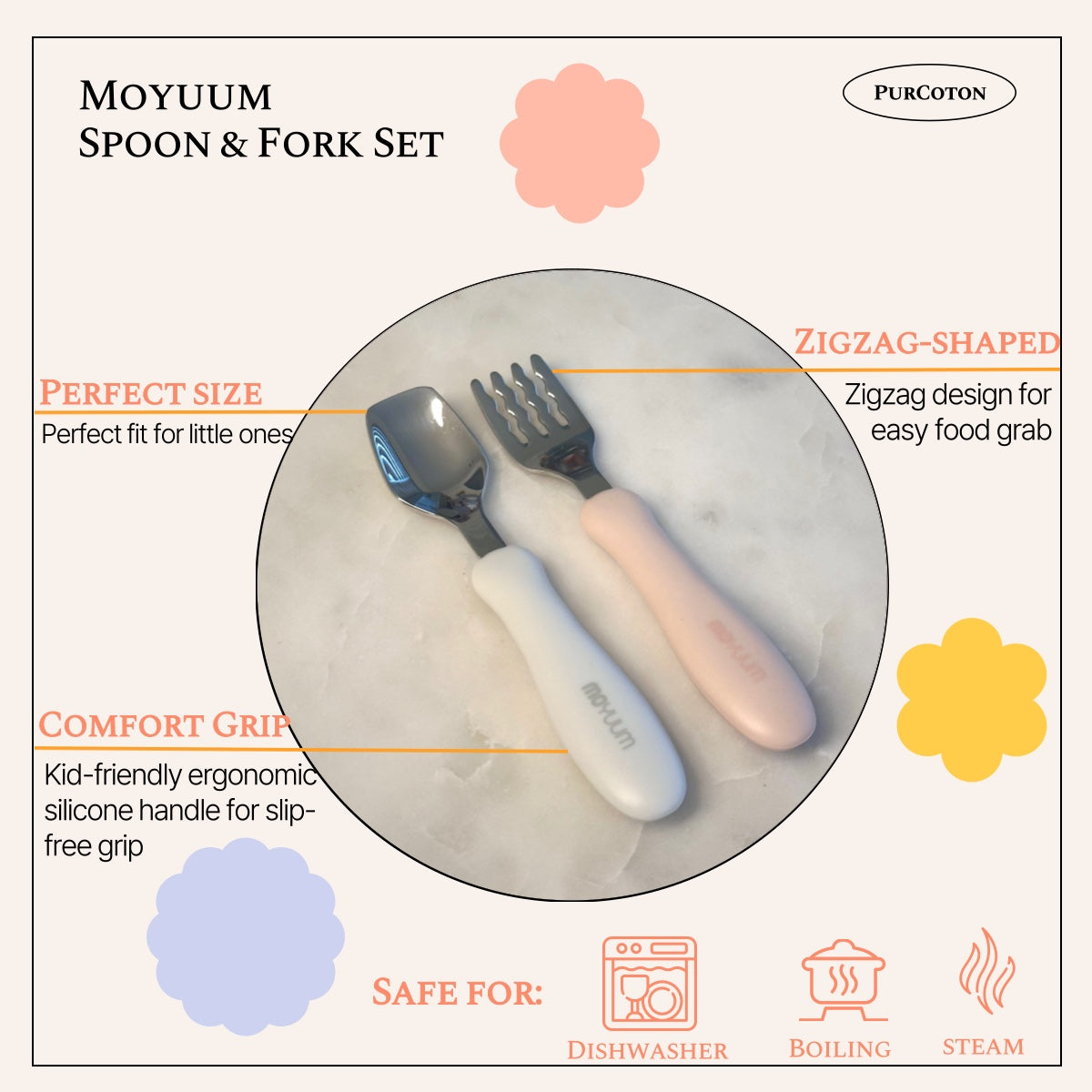 (Moyuum) Kids’ Silicone Spoon & Fork Set