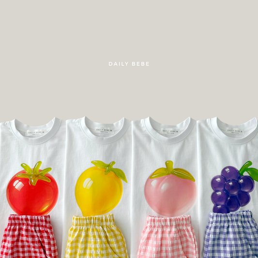 (Pre-order) Daily Bebe Summer - Kids’ Fruit Jelly Top & Bottom Set 과일젤리세트 (4 Colors)
