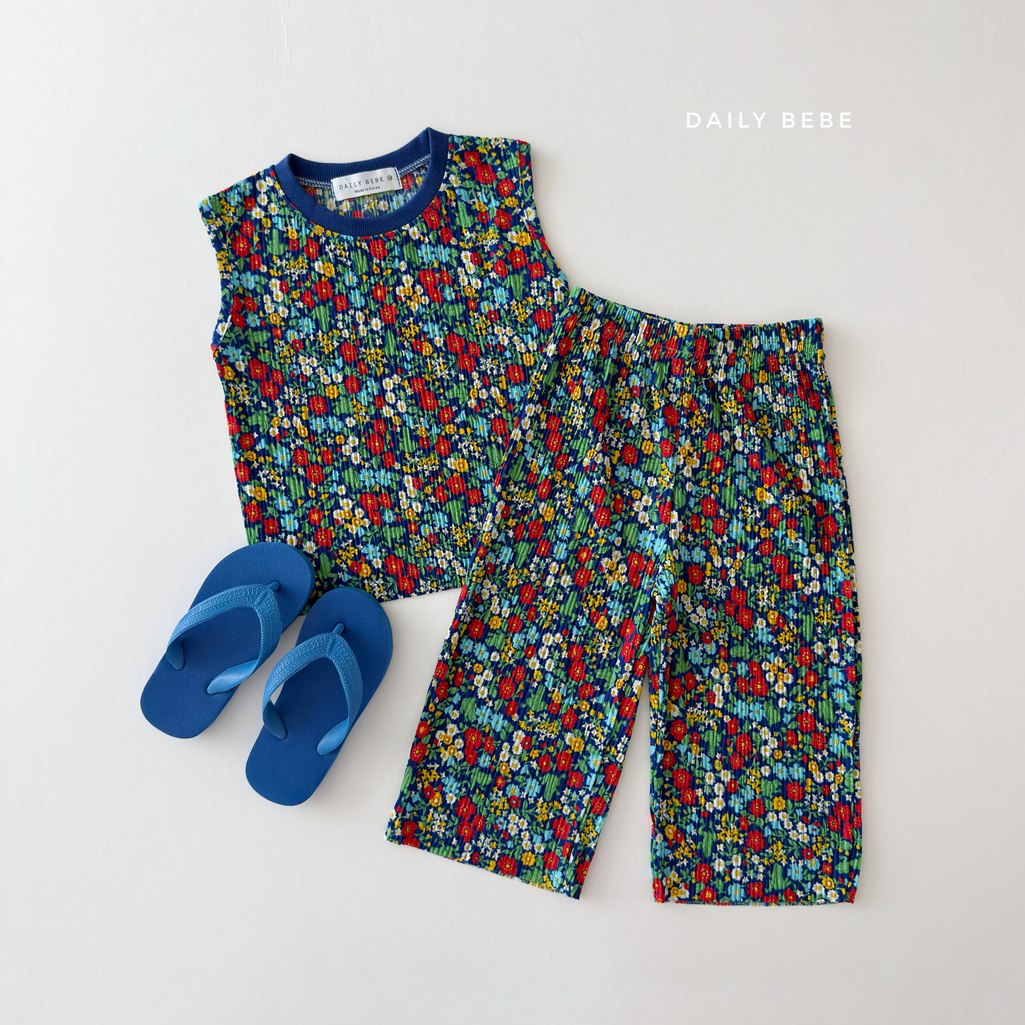 (Pre-order) Daily Bebe Summer - Kids’ Color-Block Pleats Set 배색 플리츠 세트 (8 Colors)