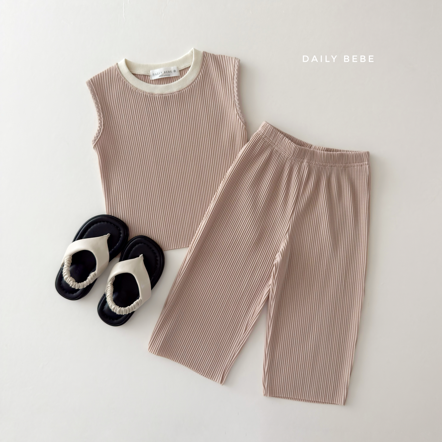 (Pre-order) Daily Bebe Summer - Kids’ Color-Block Pleats Set 배색 플리츠 세트 (8 Colors)