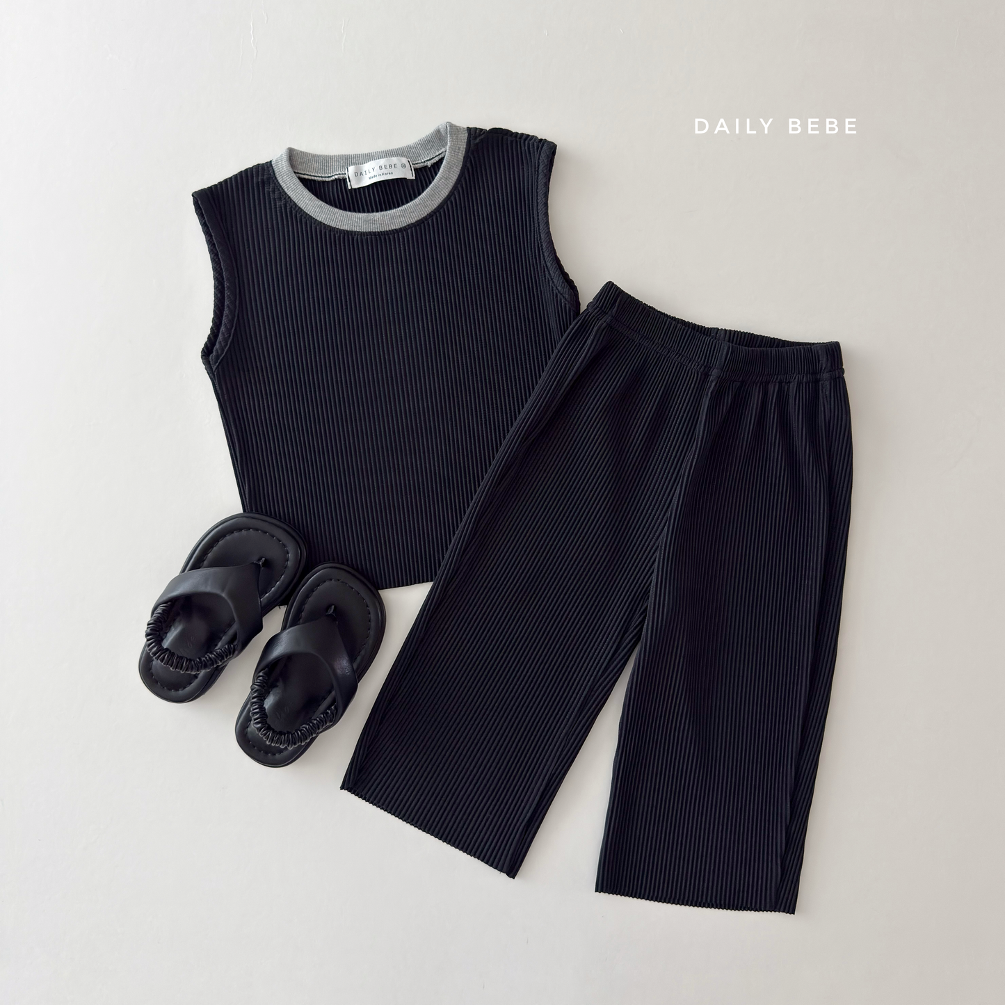(Pre-order) Daily Bebe Summer - Kids’ Color-Block Pleats Set 배색 플리츠 세트 (8 Colors)