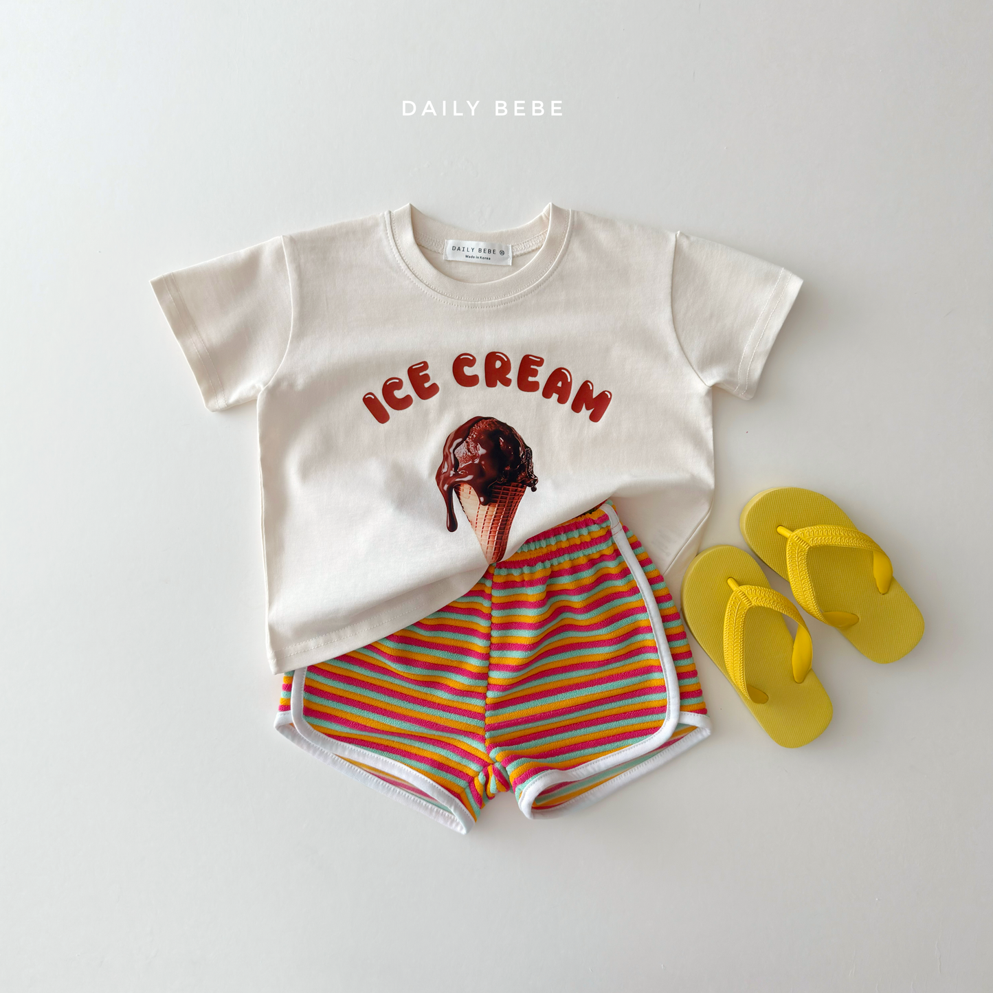 (Pre-order) Daily Bebe Summer - Kids'  Ice Cream Photo T-Shirt 아이스크림 반팔티 (2 Colors)