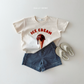 (Pre-order) Daily Bebe Summer - Kids'  Ice Cream Photo T-Shirt 아이스크림 반팔티 (2 Colors)