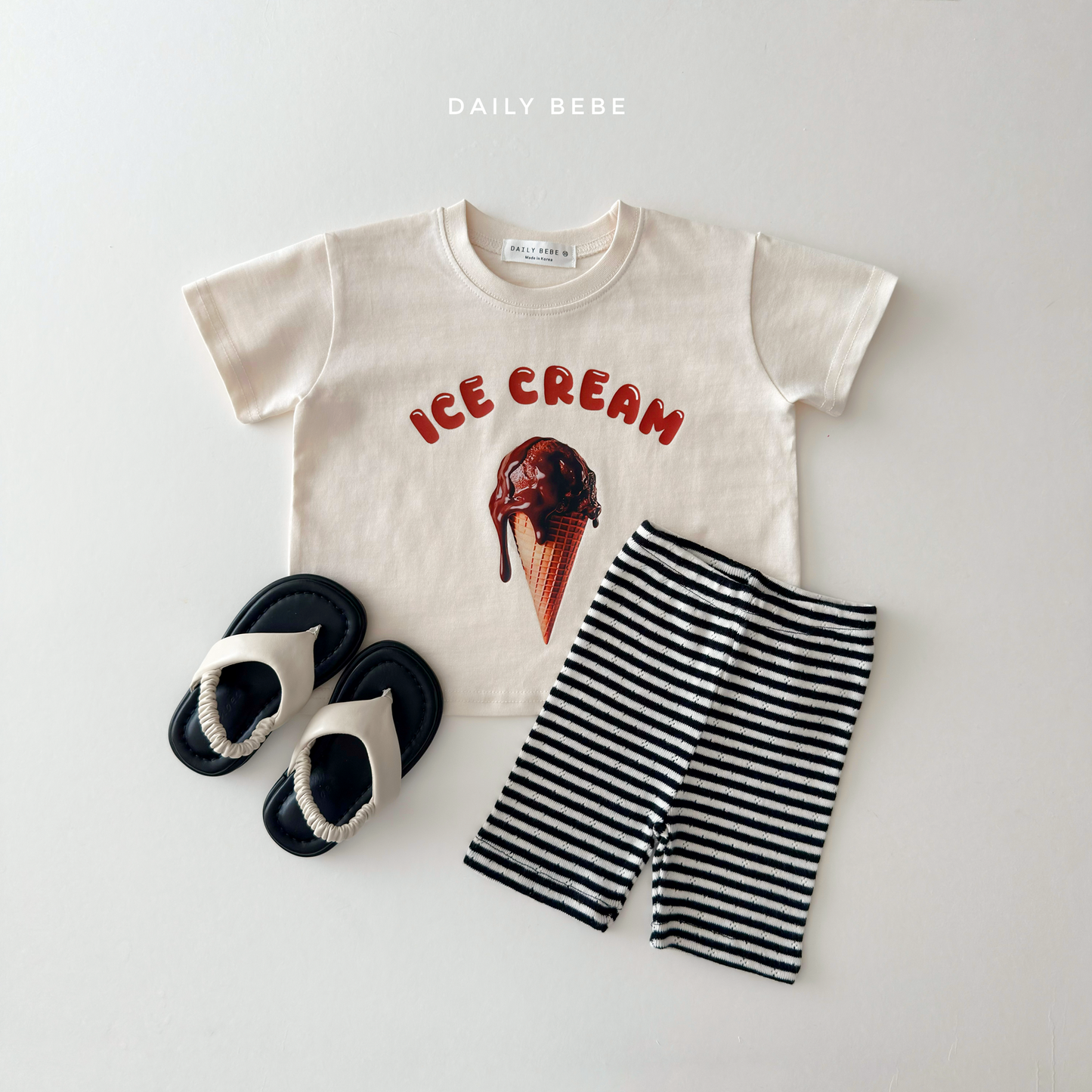 (Pre-order) Daily Bebe Summer - Kids'  Ice Cream Photo T-Shirt 아이스크림 반팔티 (2 Colors)