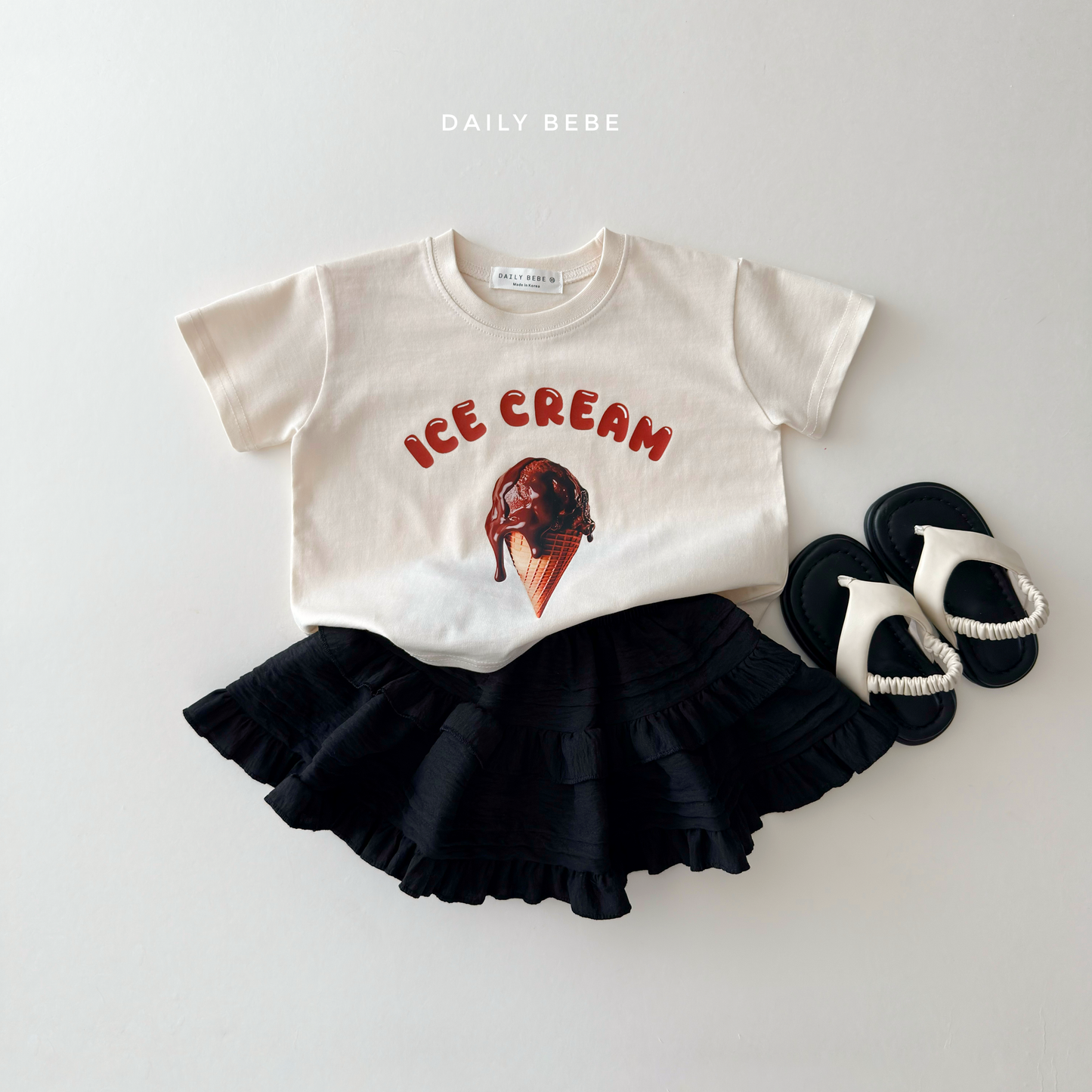 (Pre-order) Daily Bebe Summer - Kids'  Ice Cream Photo T-Shirt 아이스크림 반팔티 (2 Colors)