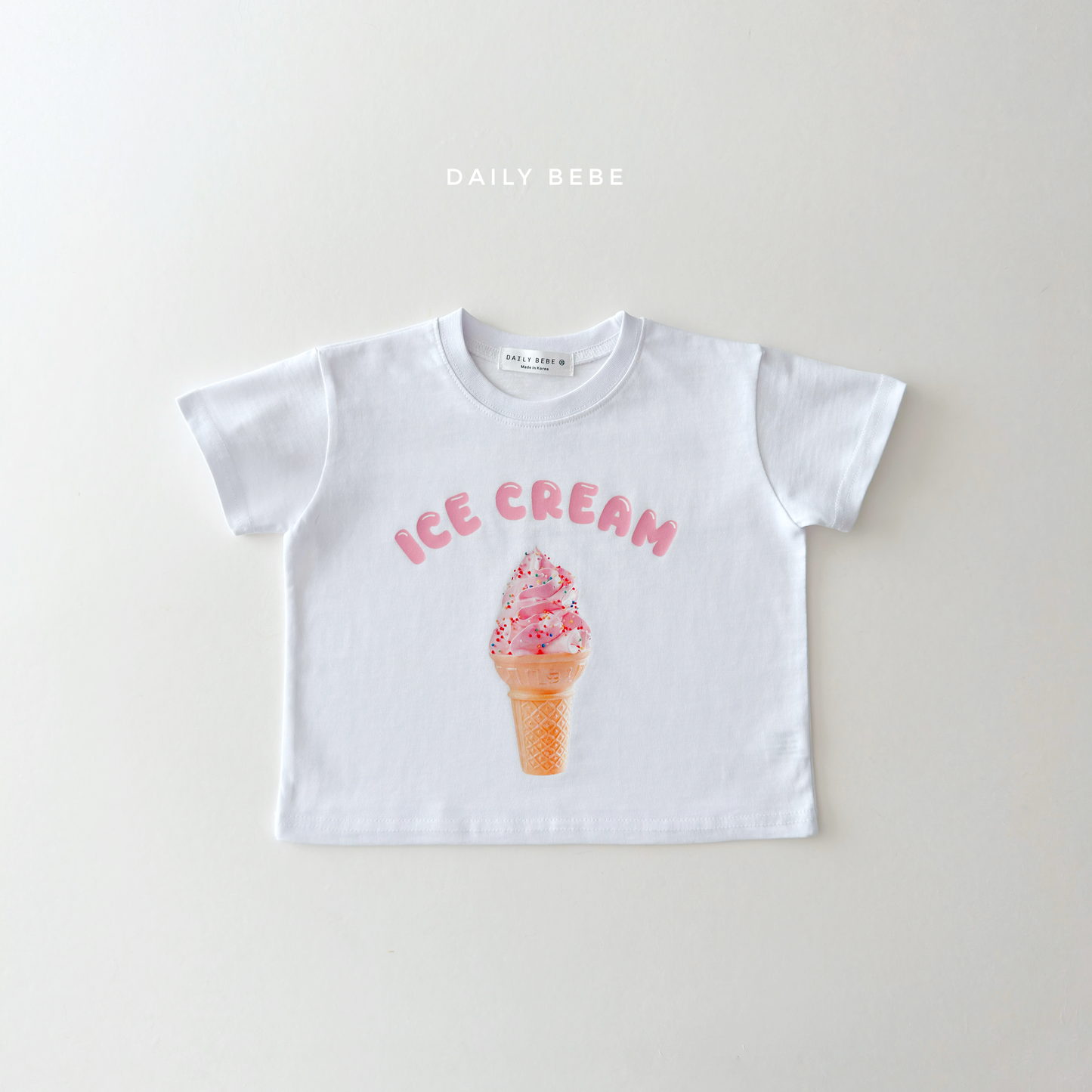 (Pre-order) Daily Bebe Summer - Kids'  Ice Cream Photo T-Shirt 아이스크림 반팔티 (2 Colors)