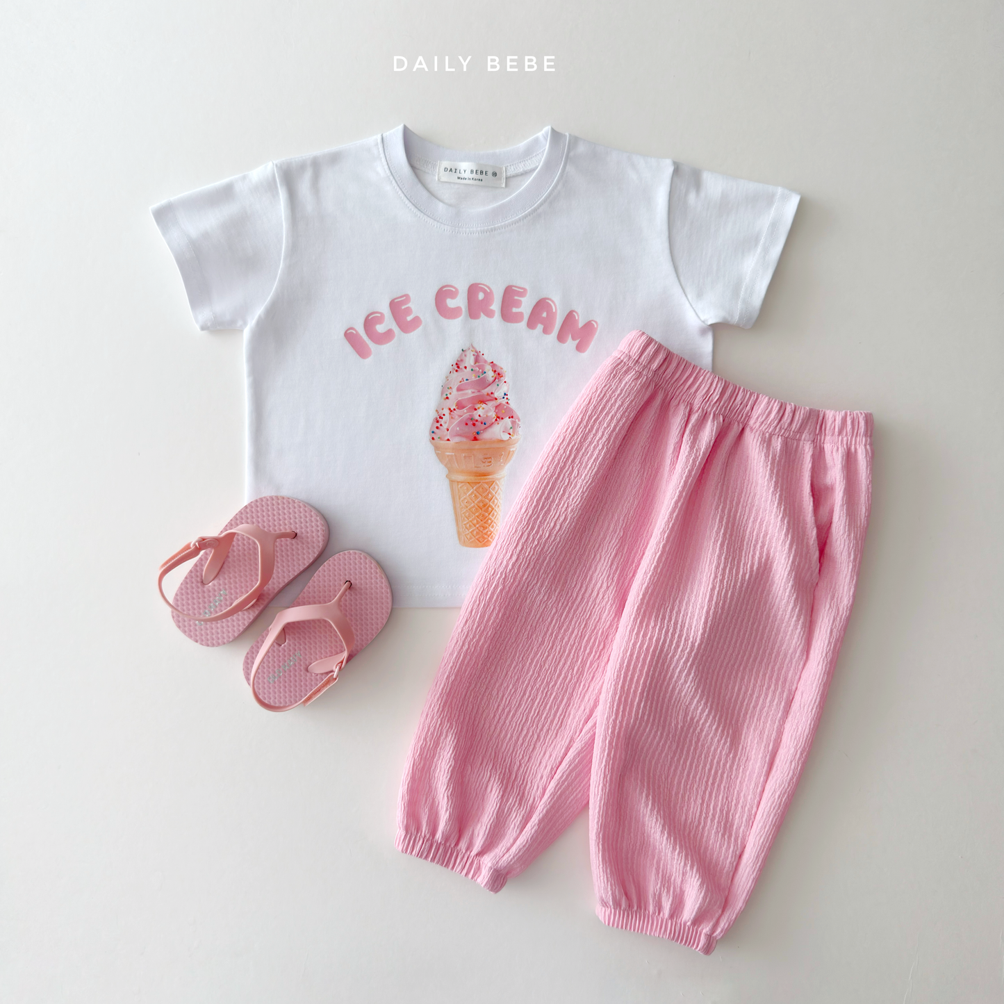 (Pre-order) Daily Bebe Summer - Kids'  Ice Cream Photo T-Shirt 아이스크림 반팔티 (2 Colors)