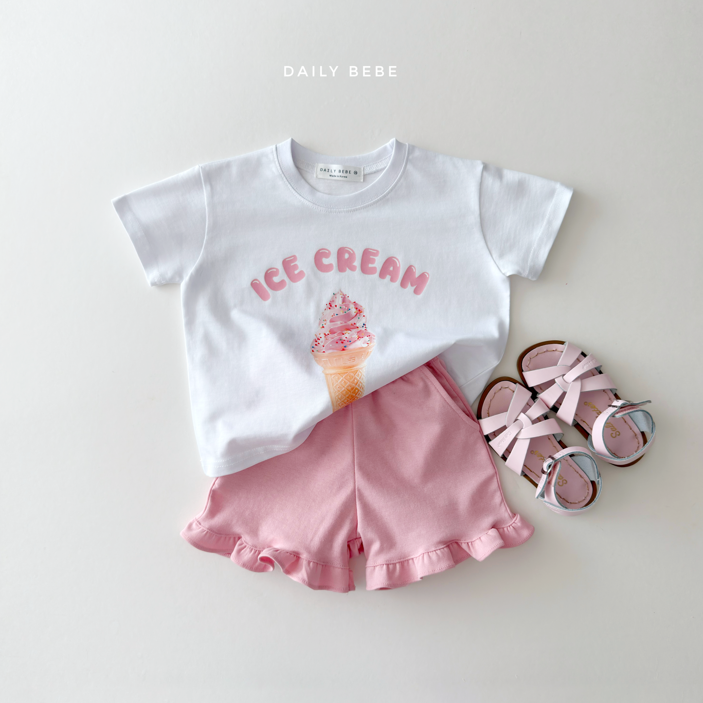(Pre-order) Daily Bebe Summer - Kids'  Ice Cream Photo T-Shirt 아이스크림 반팔티 (2 Colors)