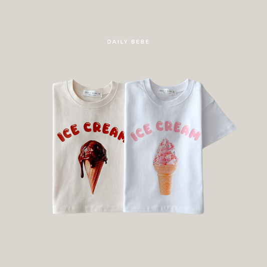 (Pre-order) Daily Bebe Summer - Kids'  Ice Cream Photo T-Shirt 아이스크림 반팔티 (2 Colors)