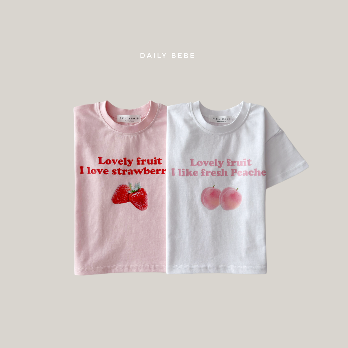 (Pre-order) Daily Bebe Summer - Kids' Like Fruit T-Shirt 라이크 반팔티 (2 Colors)