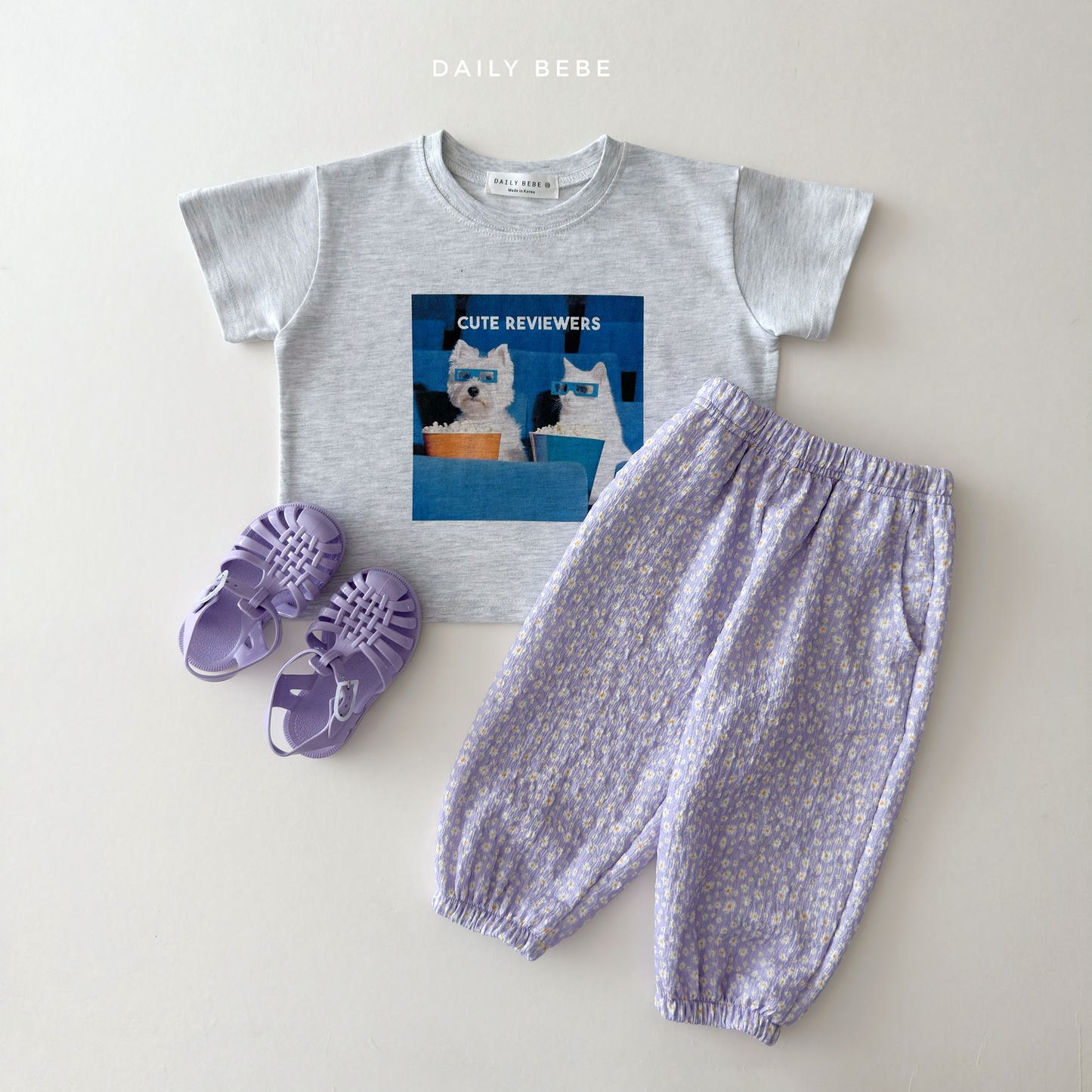 (Pre-order) Daily Bebe Summer - Kids' Little Friends Photo T-Shirt 리틀 프렌즈티 (2 Colors)