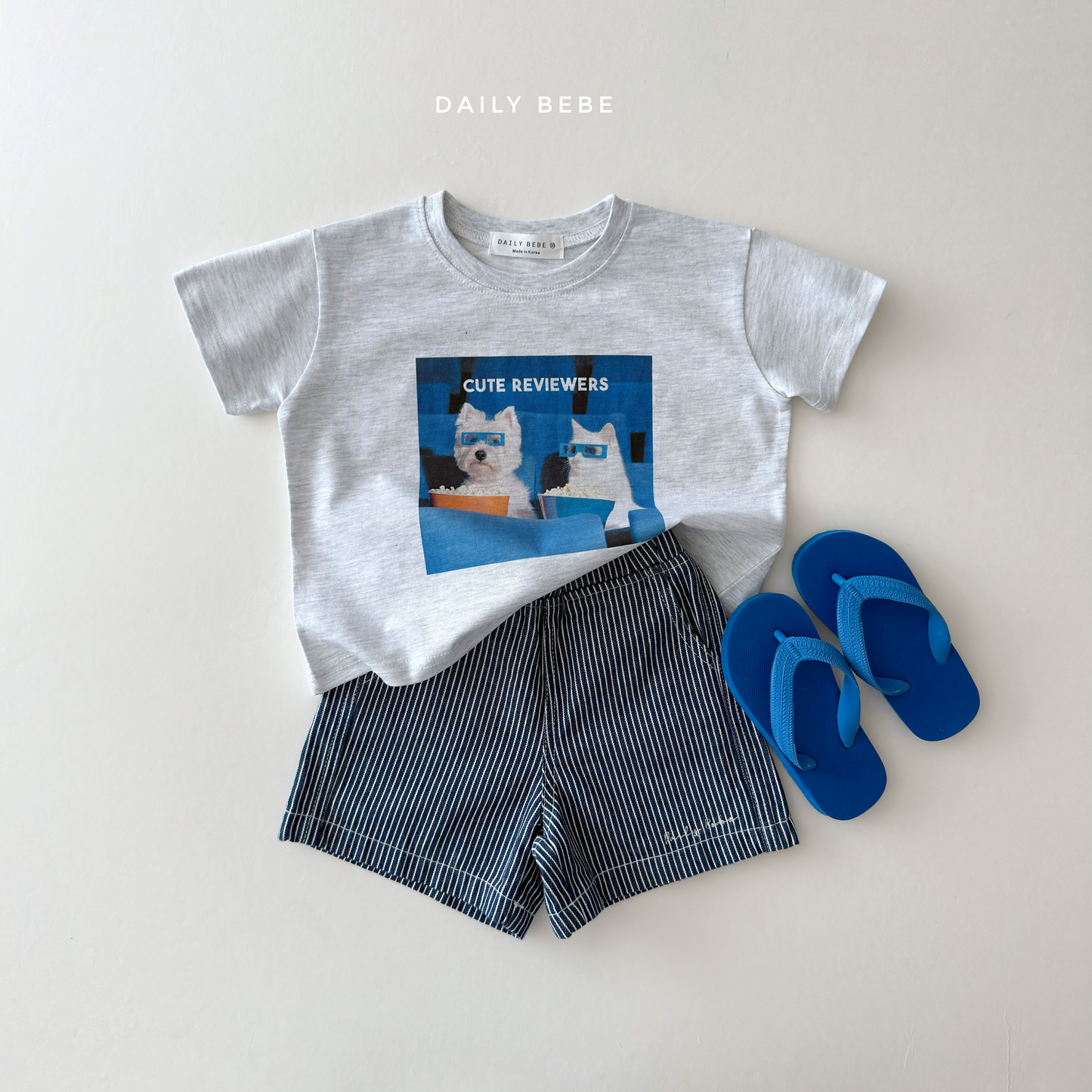 (Pre-order) Daily Bebe Summer - Kids' Little Friends Photo T-Shirt 리틀 프렌즈티 (2 Colors)