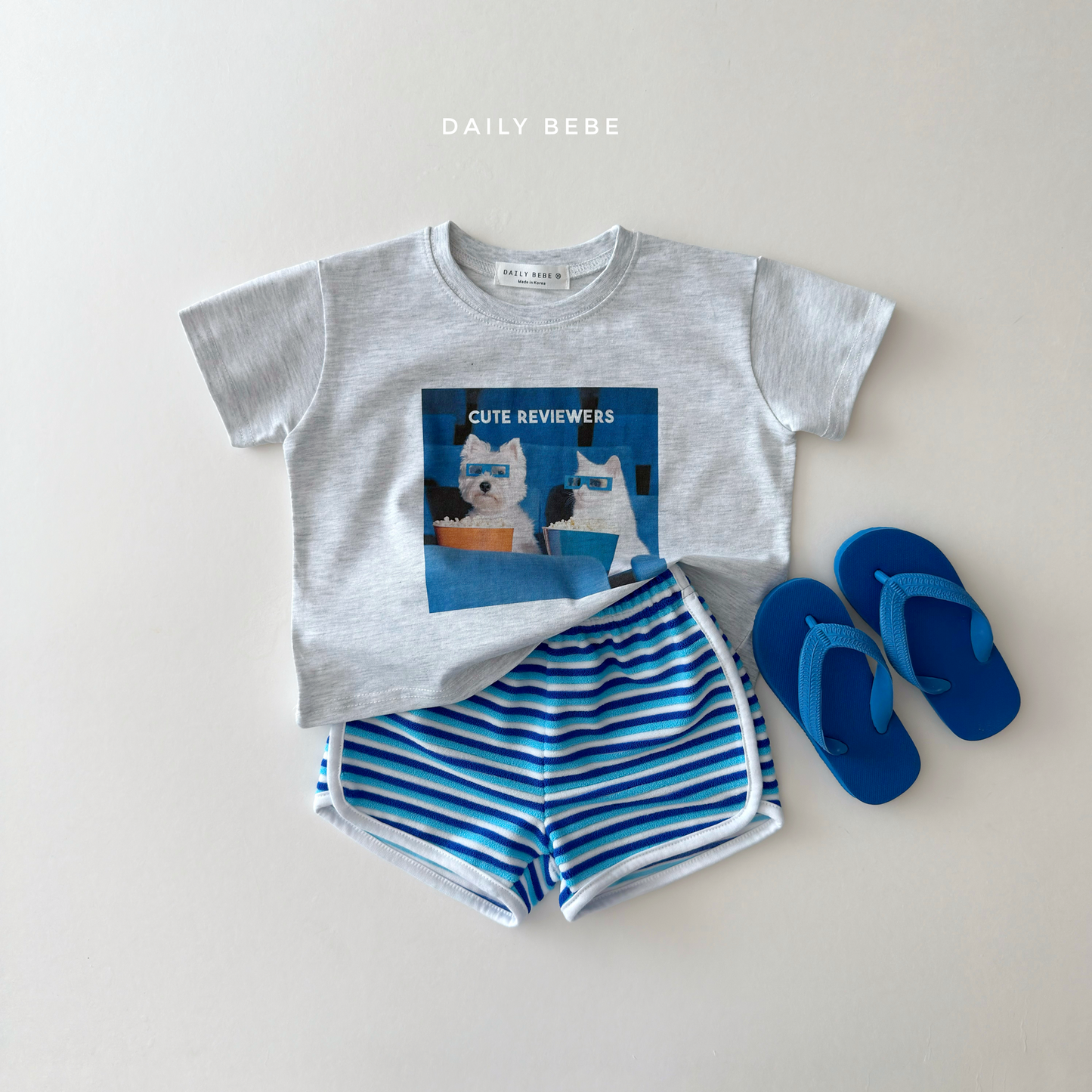 (Pre-order) Daily Bebe Summer - Kids' Little Friends Photo T-Shirt 리틀 프렌즈티 (2 Colors)