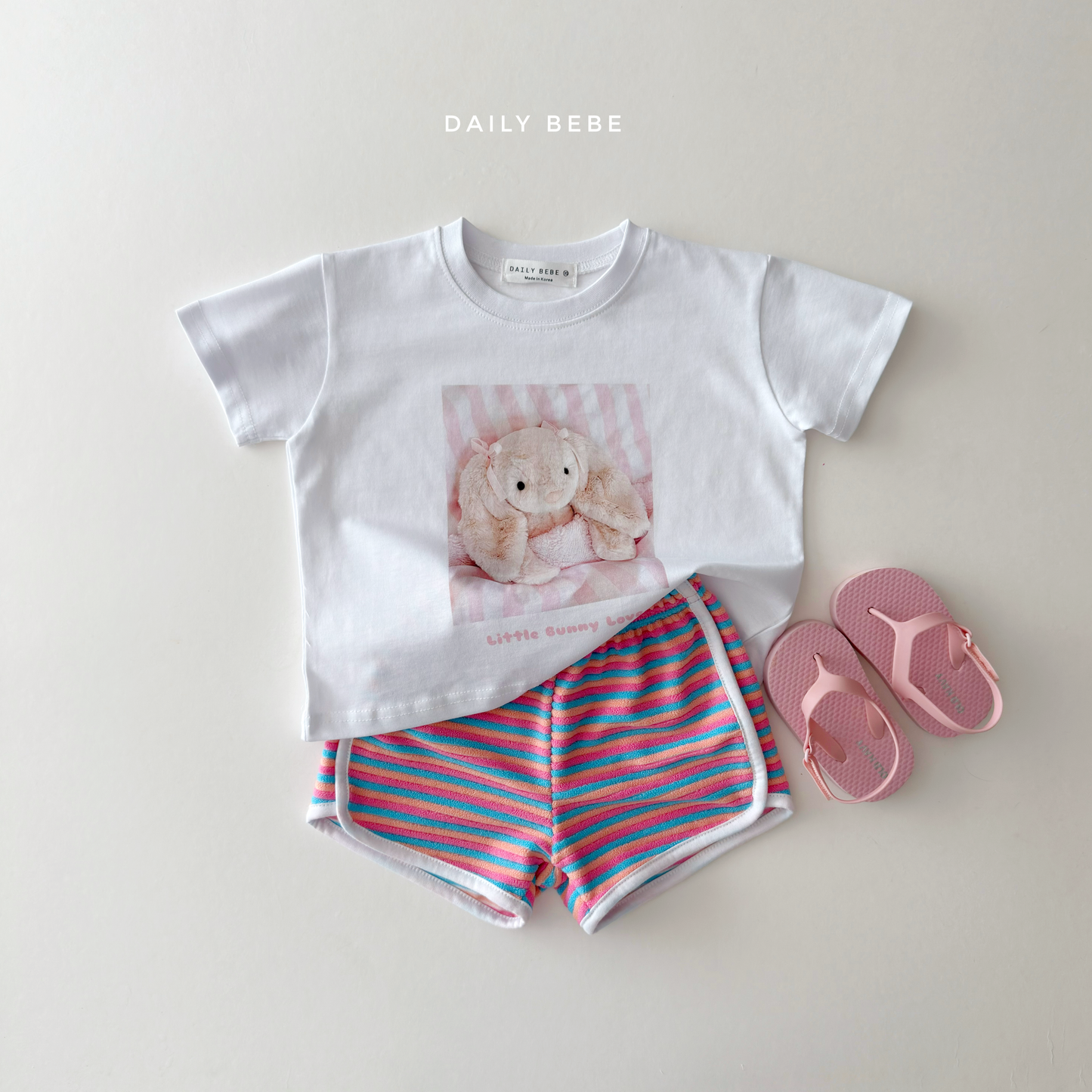(Pre-order) Daily Bebe Summer - Kids' Little Friends Photo T-Shirt 리틀 프렌즈티 (2 Colors)