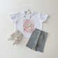 (Pre-order) Daily Bebe Summer - Kids' Little Friends Photo T-Shirt 리틀 프렌즈티 (2 Colors)