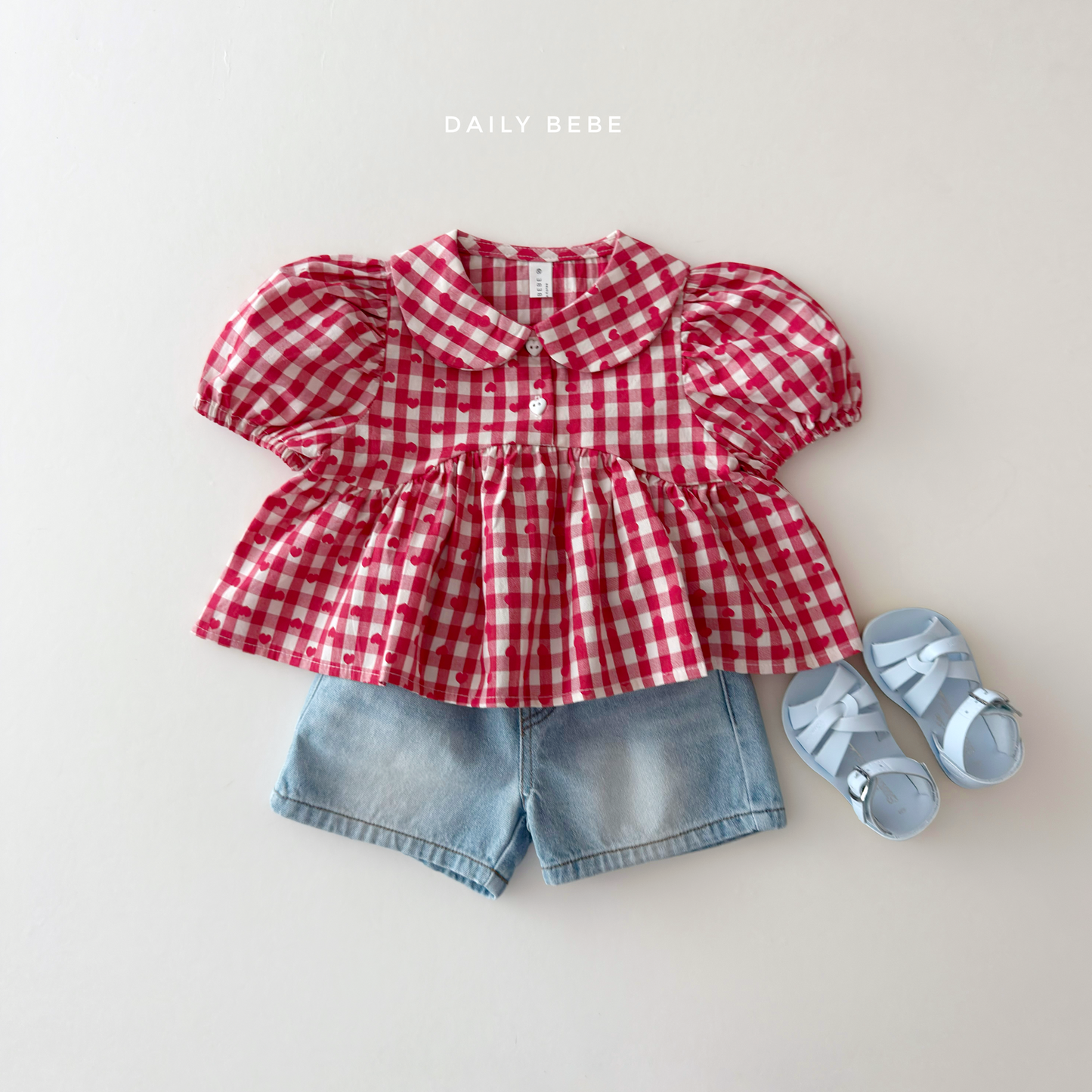 (Pre-order) Daily Bebe Summer - Kids' Heart Puff Blouse 하트 블랑 (2 Colors)