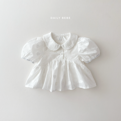 (Pre-order) Daily Bebe Summer - Kids' Heart Puff Blouse 하트 블랑 (2 Colors)