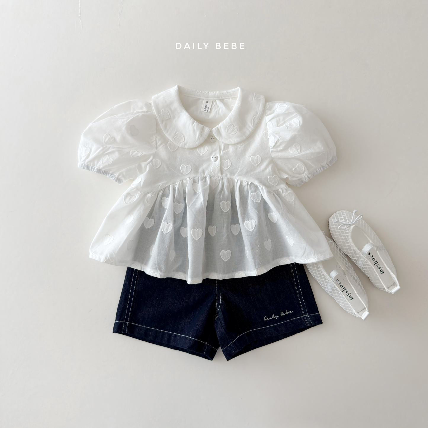 (Pre-order) Daily Bebe Summer - Kids' Heart Puff Blouse 하트 블랑 (2 Colors)
