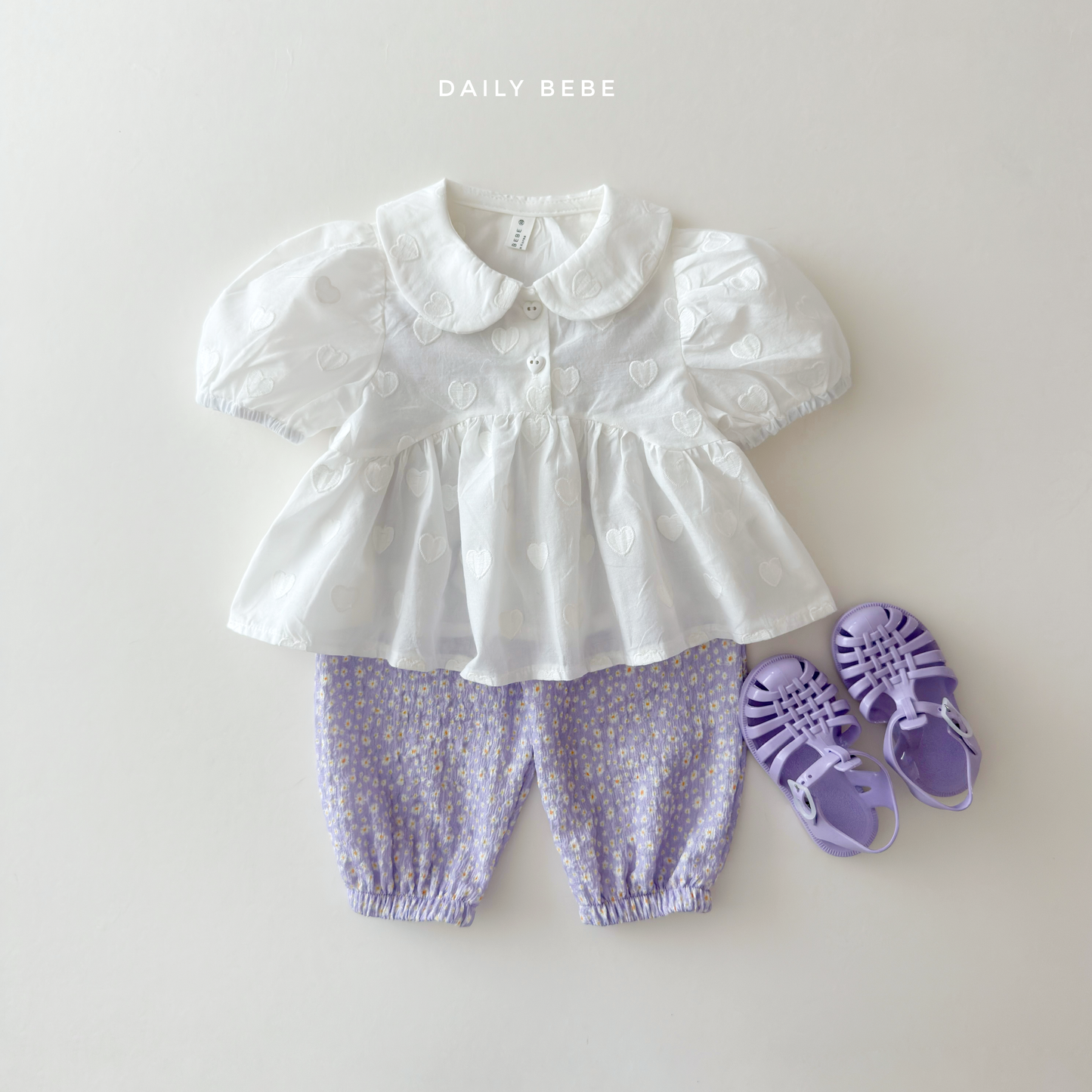 (Pre-order) Daily Bebe Summer - Kids' Heart Puff Blouse 하트 블랑 (2 Colors)