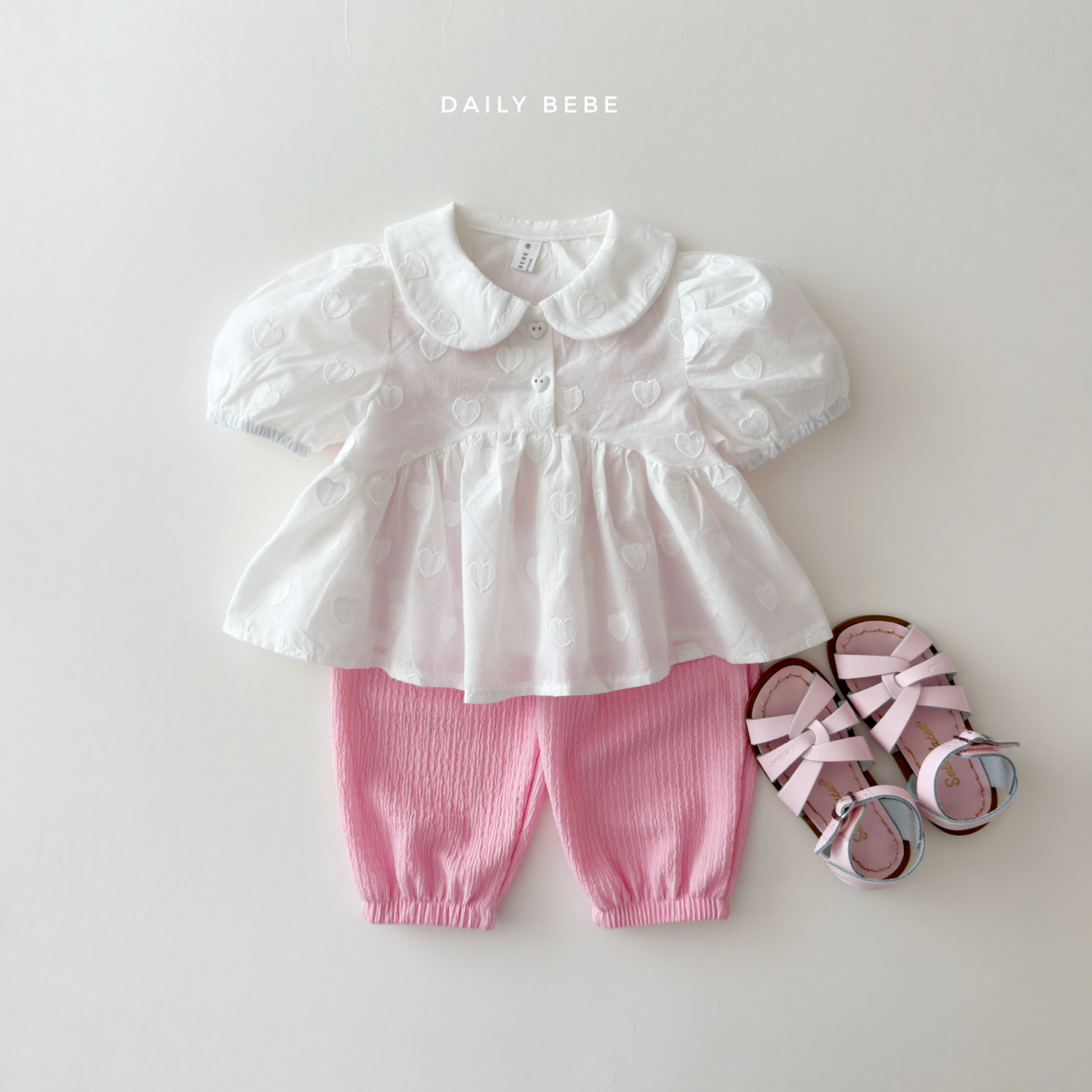 (Pre-order) Daily Bebe Summer - Kids' Heart Puff Blouse 하트 블랑 (2 Colors)