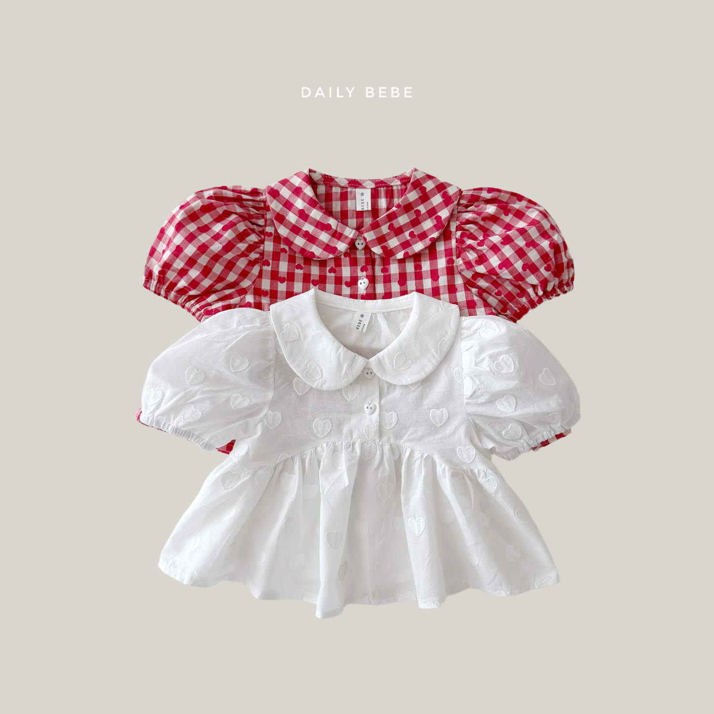 (Pre-order) Daily Bebe Summer - Kids' Heart Puff Blouse 하트 블랑 (2 Colors)