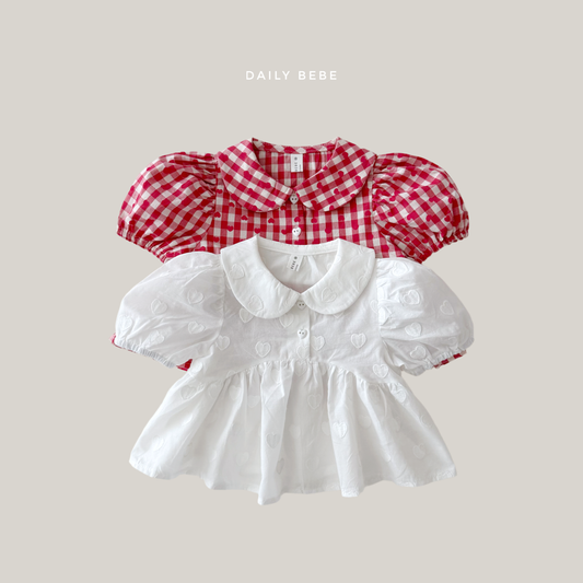 (Pre-order) Daily Bebe Summer - Kids' Heart Puff Blouse 하트 블랑 (2 Colors)