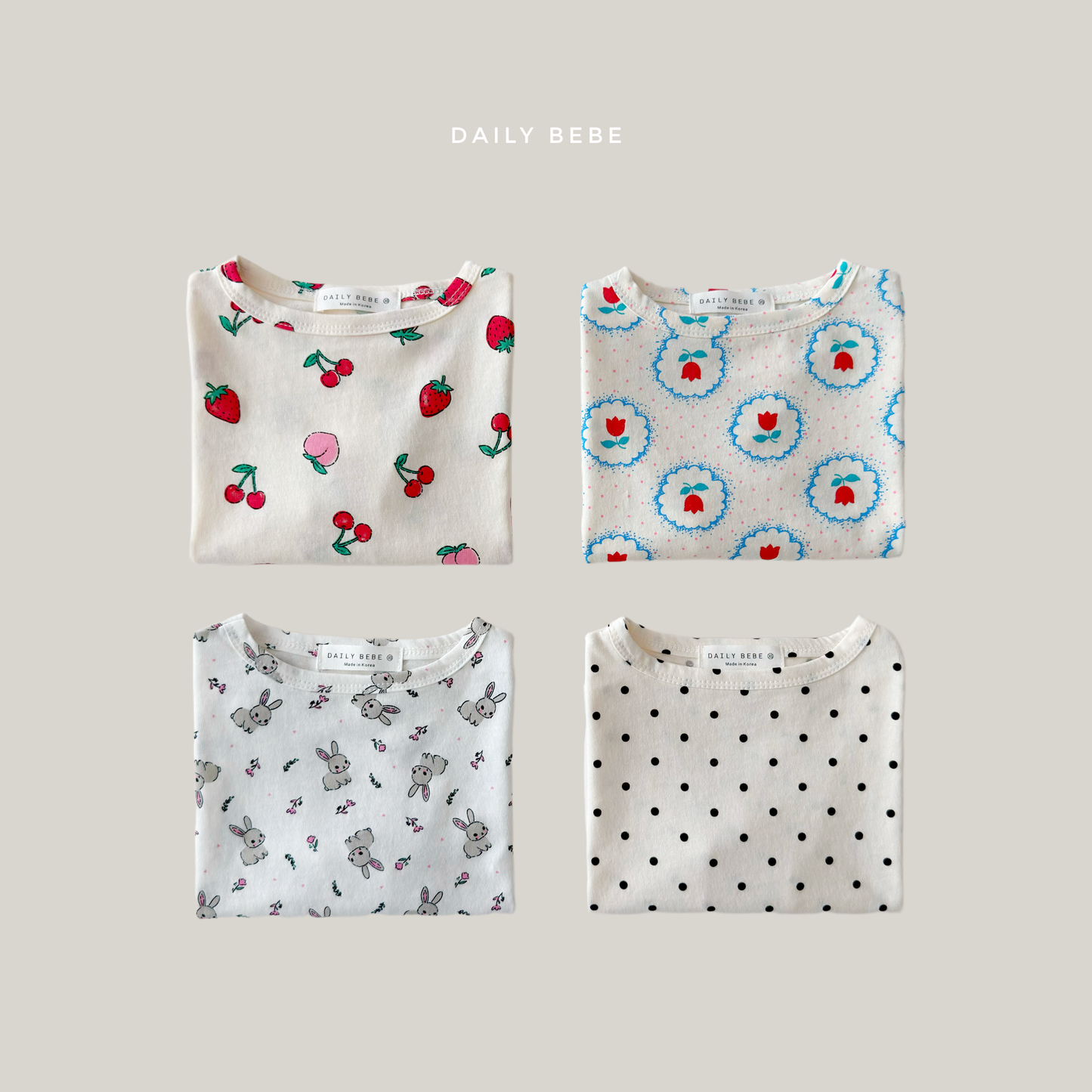 (Pre-order) Daily Bebe Summer - Kids'  Pattern Daily T-Shirt 패턴 반팔티 (4 Colors)
