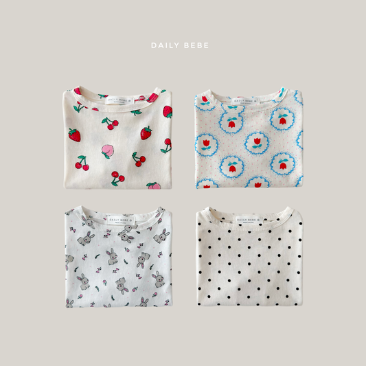 (Pre-order) Daily Bebe Summer - Kids'  Pattern Daily T-Shirt 패턴 반팔티 (4 Colors)