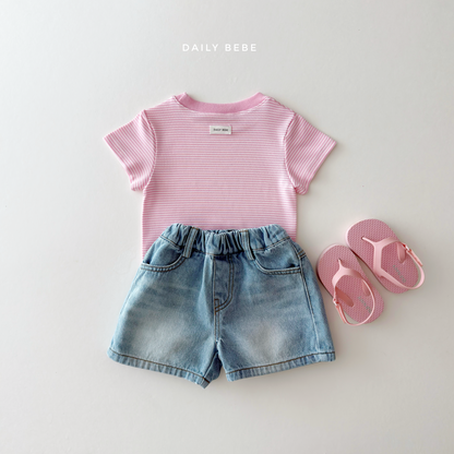(Pre-order) Daily Bebe Summer - Kids' Cozy Striped Slim-Fit Tee 코지 단가라티 (4 Colors)