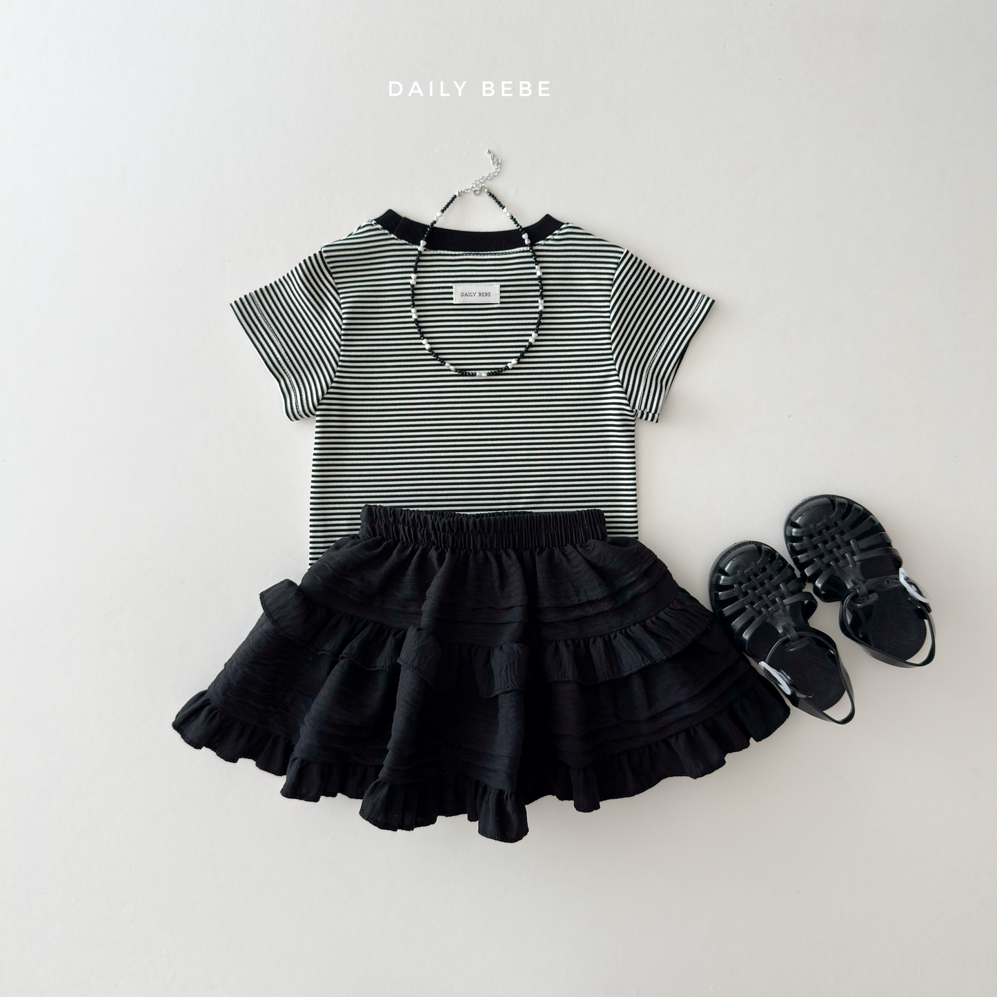 (Pre-order) Daily Bebe Summer - Kids' Cozy Striped Slim-Fit Tee 코지 단가라티 (4 Colors)