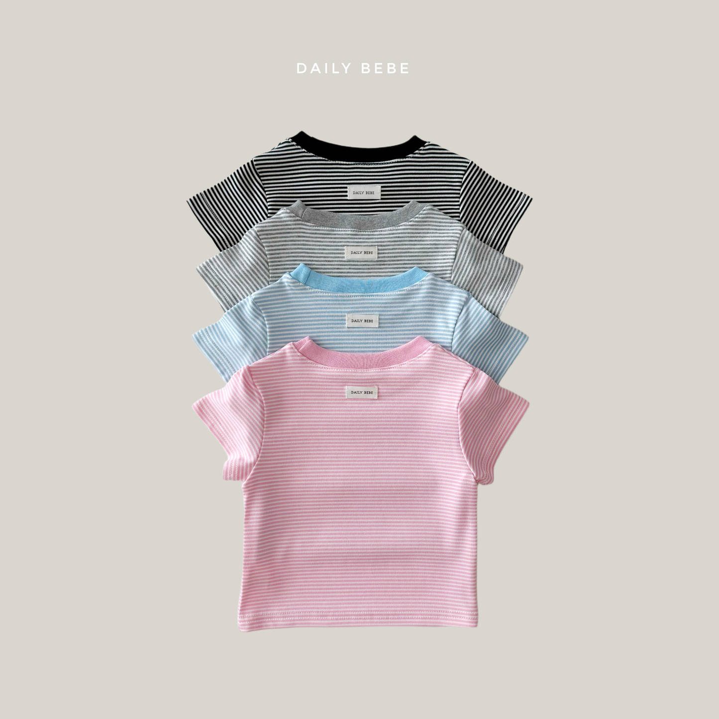 (Pre-order) Daily Bebe Summer - Kids' Cozy Striped Slim-Fit Tee 코지 단가라티 (4 Colors)