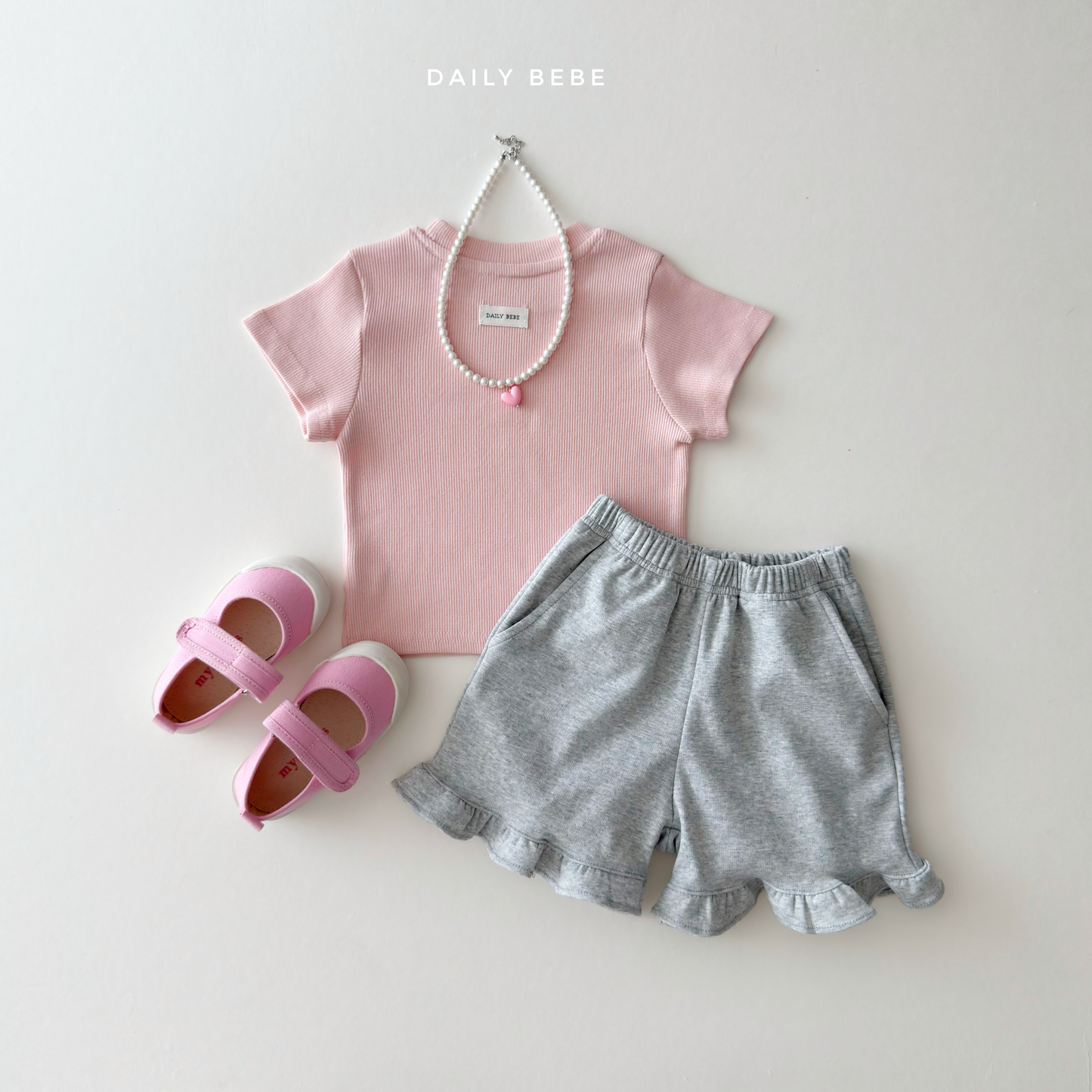 (Pre-order) Daily Bebe Summer - Kids' Daily Slim-Fit T-Shirt 데일리 반팔티 (5 Colors)