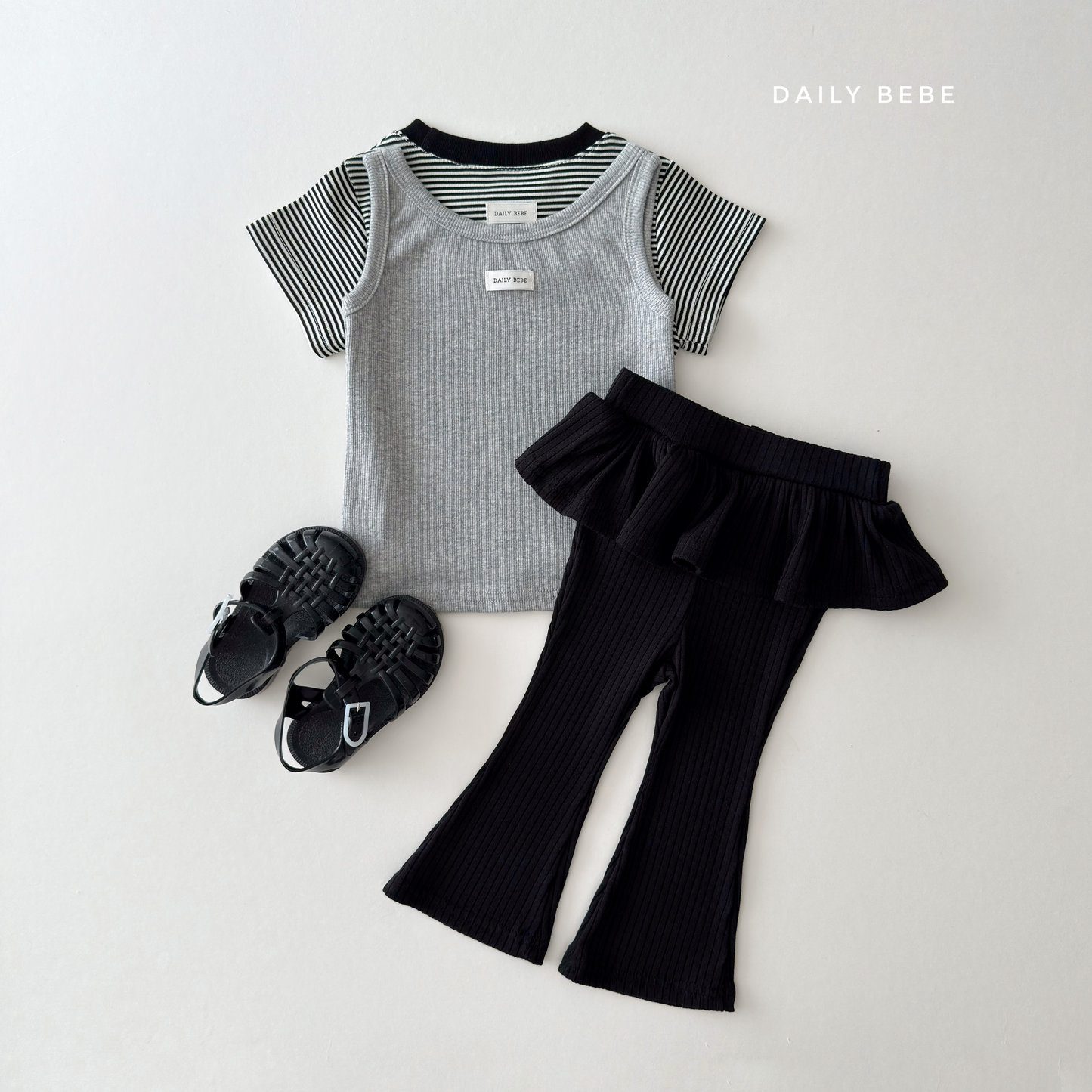 (Pre-order) Daily Bebe Summer - Kids' Cozy Striped Slim-Fit Tee 코지 단가라티 (4 Colors)