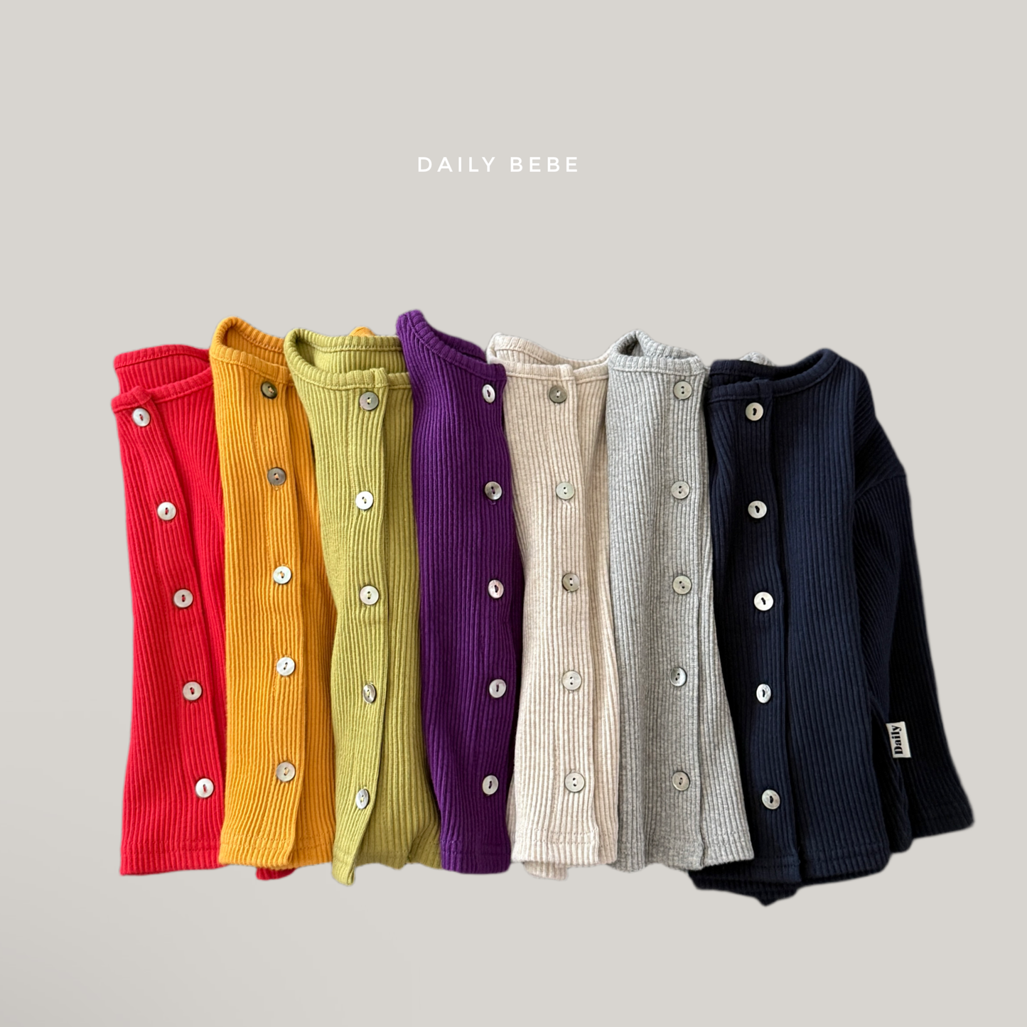 (Pre-order) Daily Bebe Fall - Kids' Essential Ribbed Mother-of-Pearl Button Cardigan 크레파스 가디건 (7 Colors)