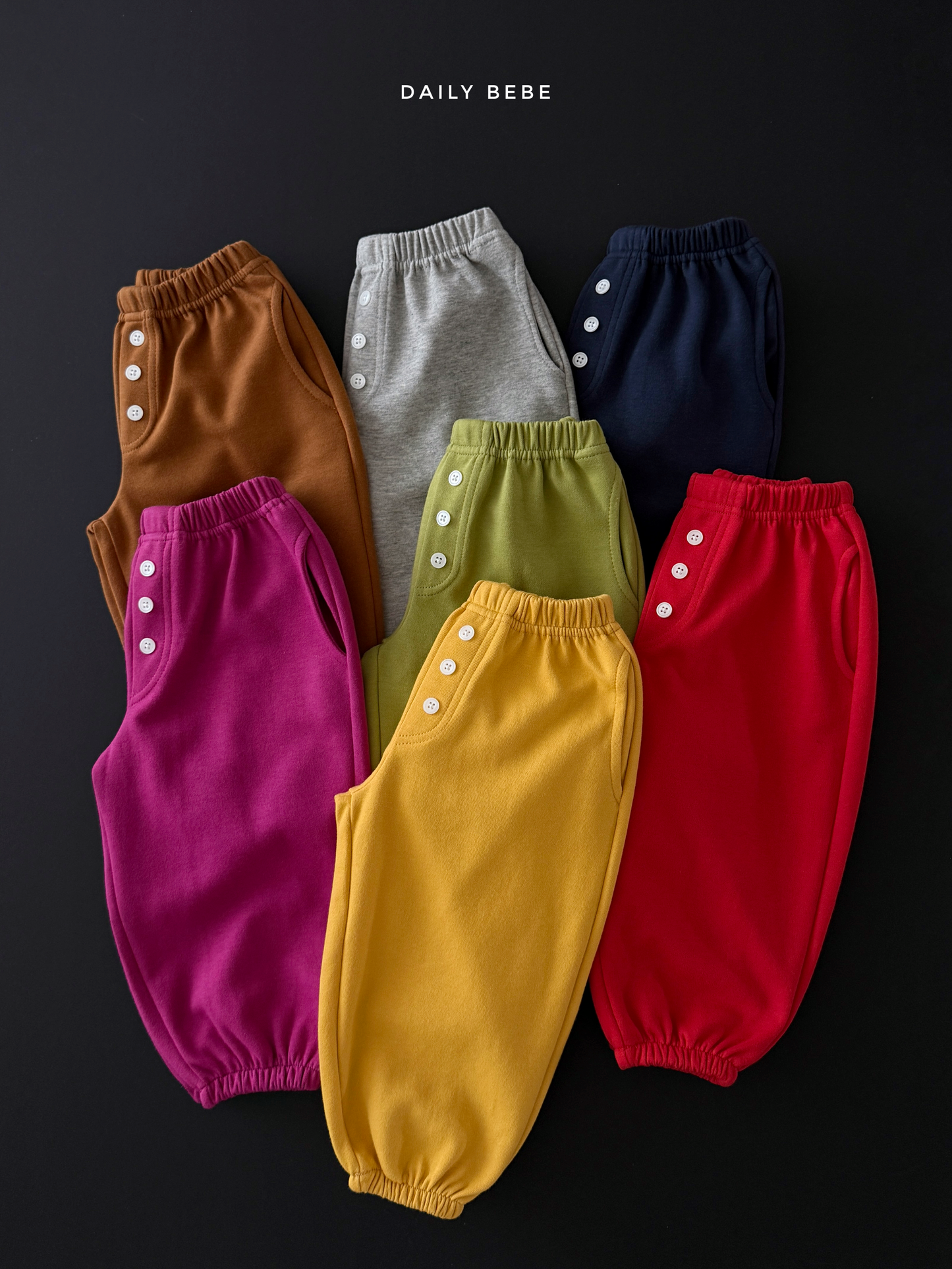 (Pre-order) Daily Bebe Fall - Kids' Button Detail Jogger Pants 단추 조거 팬츠 (7 Colors)